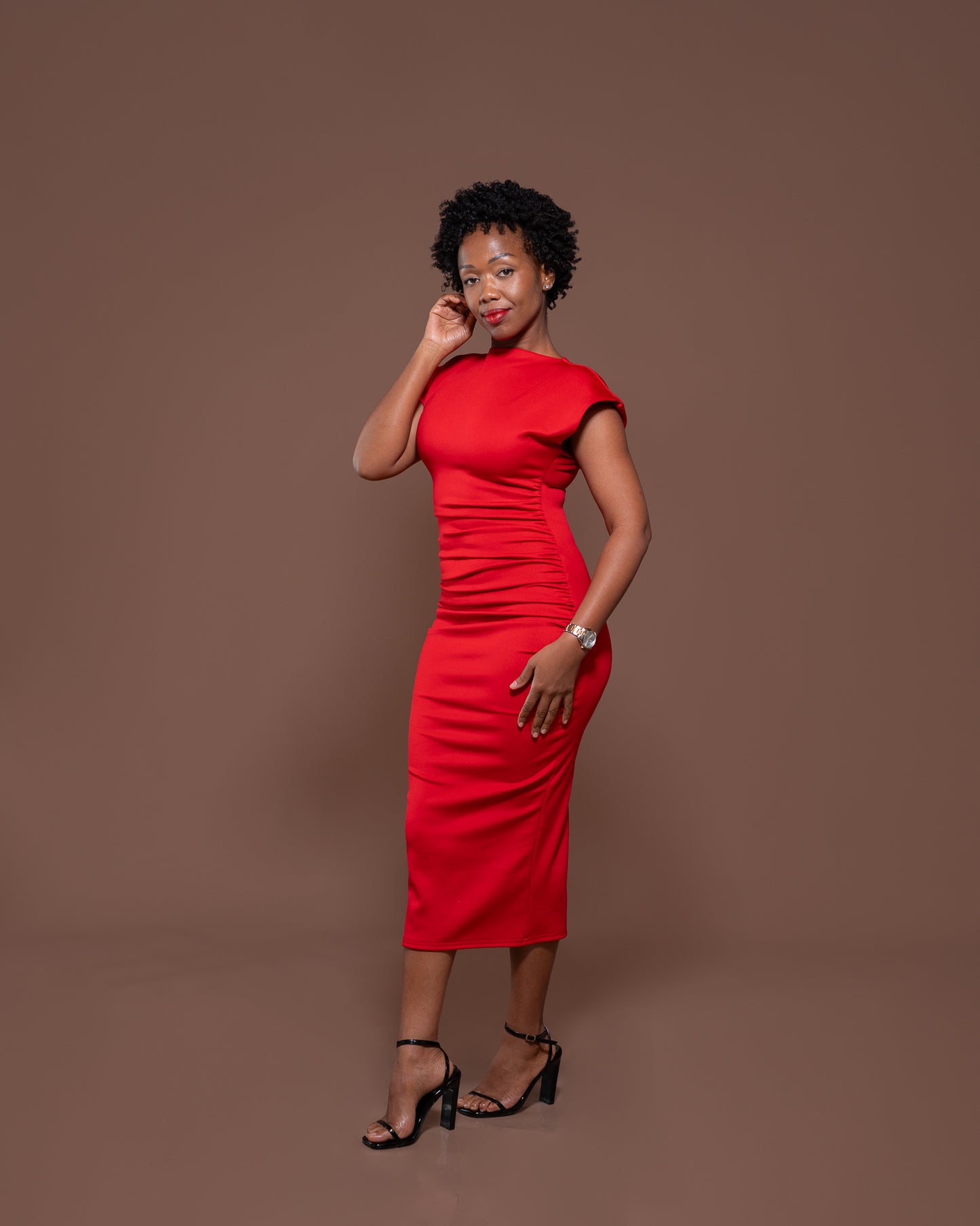 Monroe Fitted Dress in Scarlet