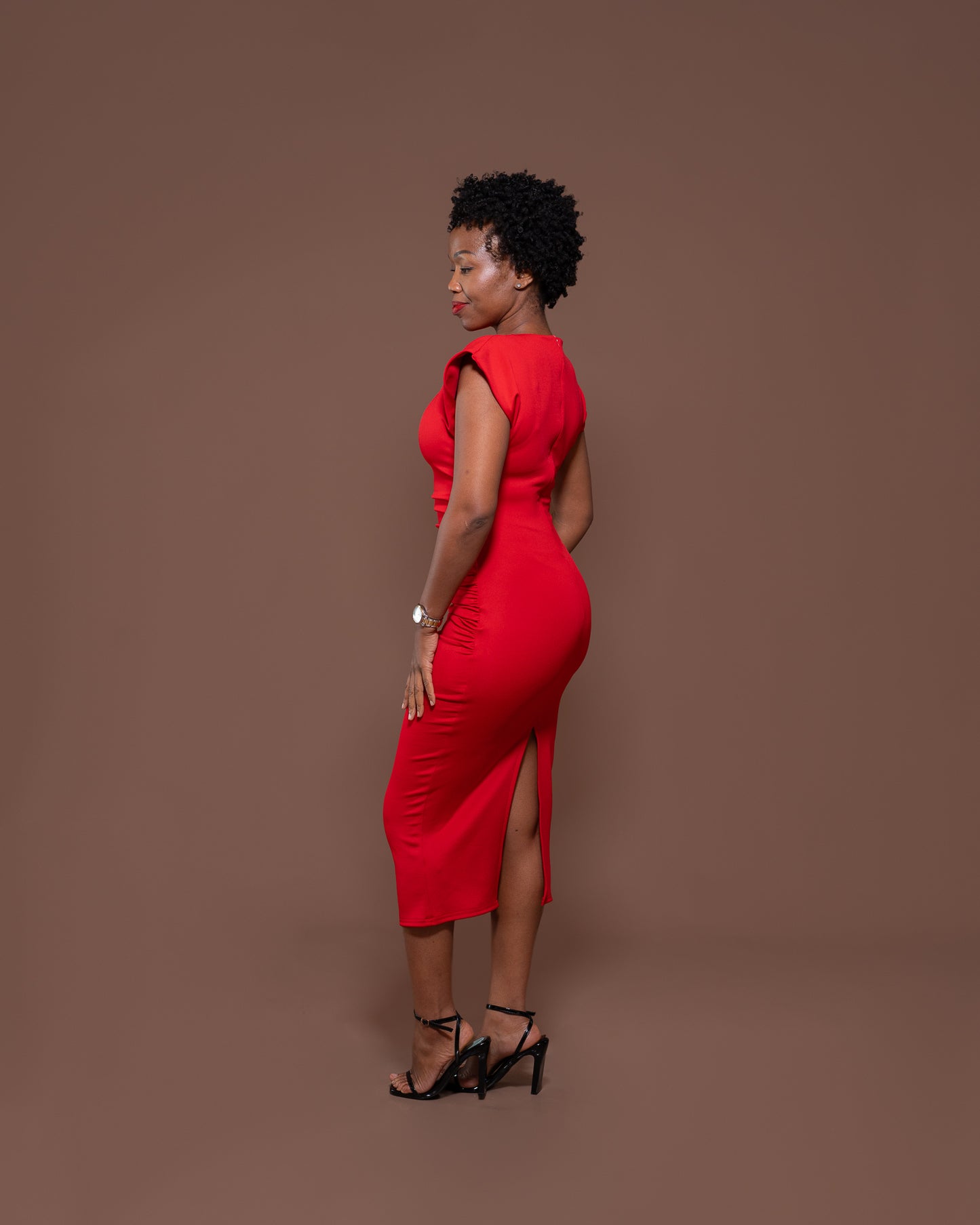 Monroe Fitted Dress in Scarlet
