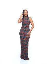 Jewel Vine Snatched Dress In Terracotta