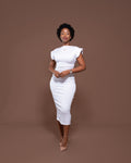 Monroe Fitted Dress in Pearl
