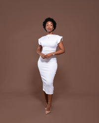Monroe Fitted Dress in Pearl