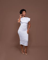 Monroe Fitted Dress in Pearl