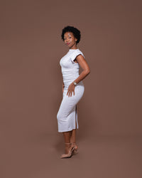 Monroe Fitted Dress in Pearl