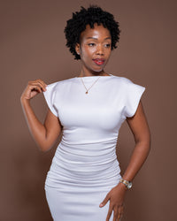 Monroe Fitted Dress in Pearl