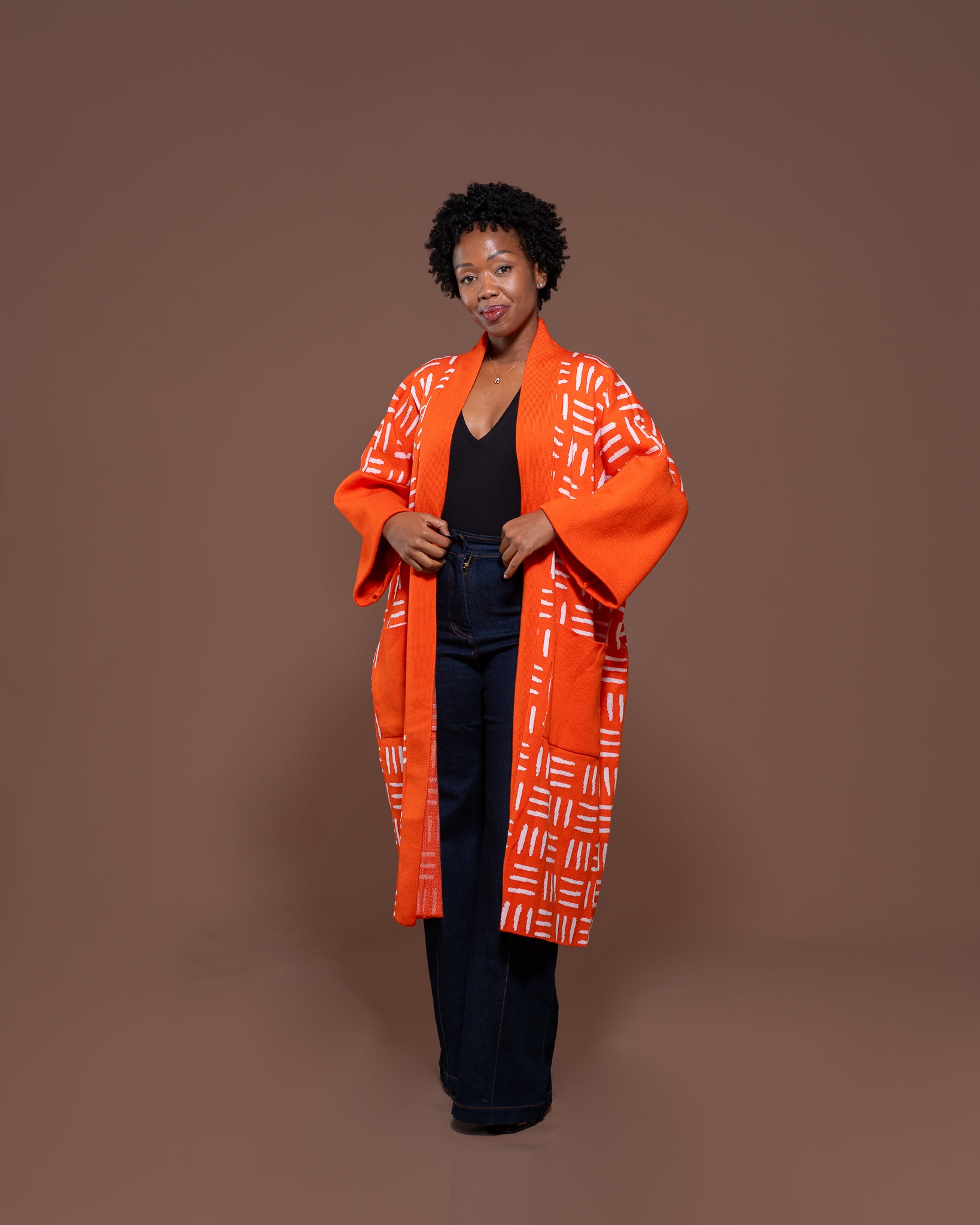 Sanaa Kimono in Tangerine White