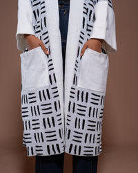 Sanaa Kimono in White Black