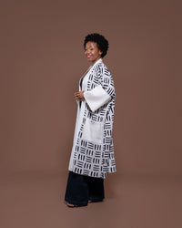 Sanaa Kimono in White Black