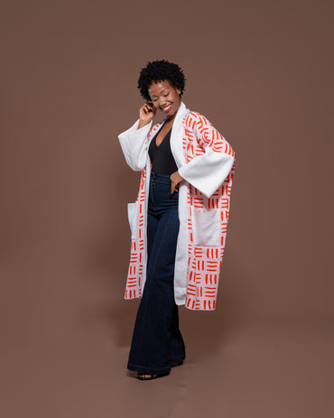 Sanaa Kimono in White Tangerine
