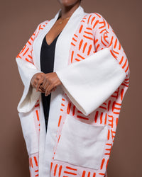 Sanaa Kimono in White Tangerine