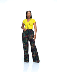 Cap Sleeve V-Neck Crop Tee in Yellow