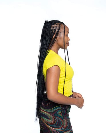 Cap Sleeve V-Neck Crop Tee in Yellow