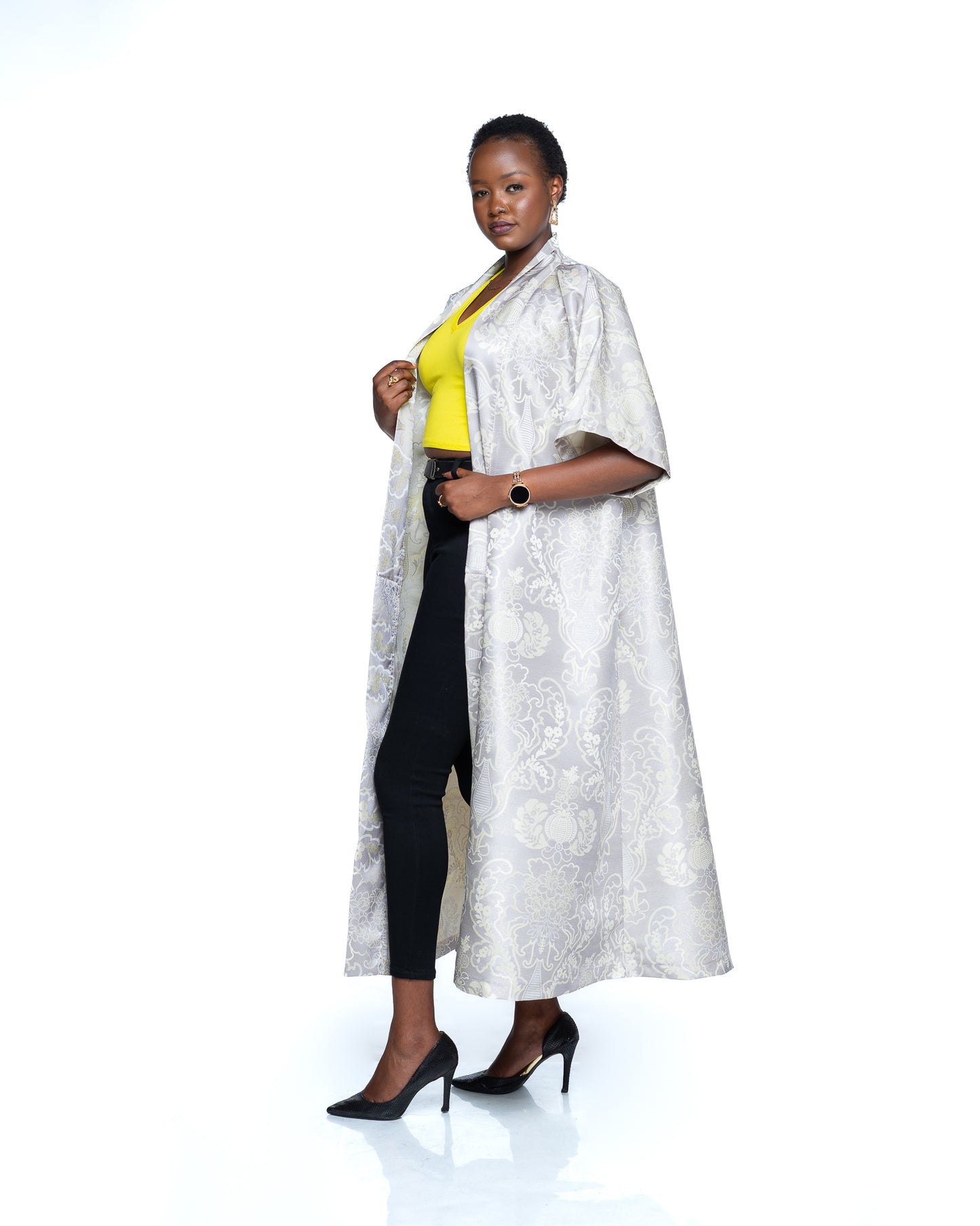 Moonlit Sakura Kimono In Grey
