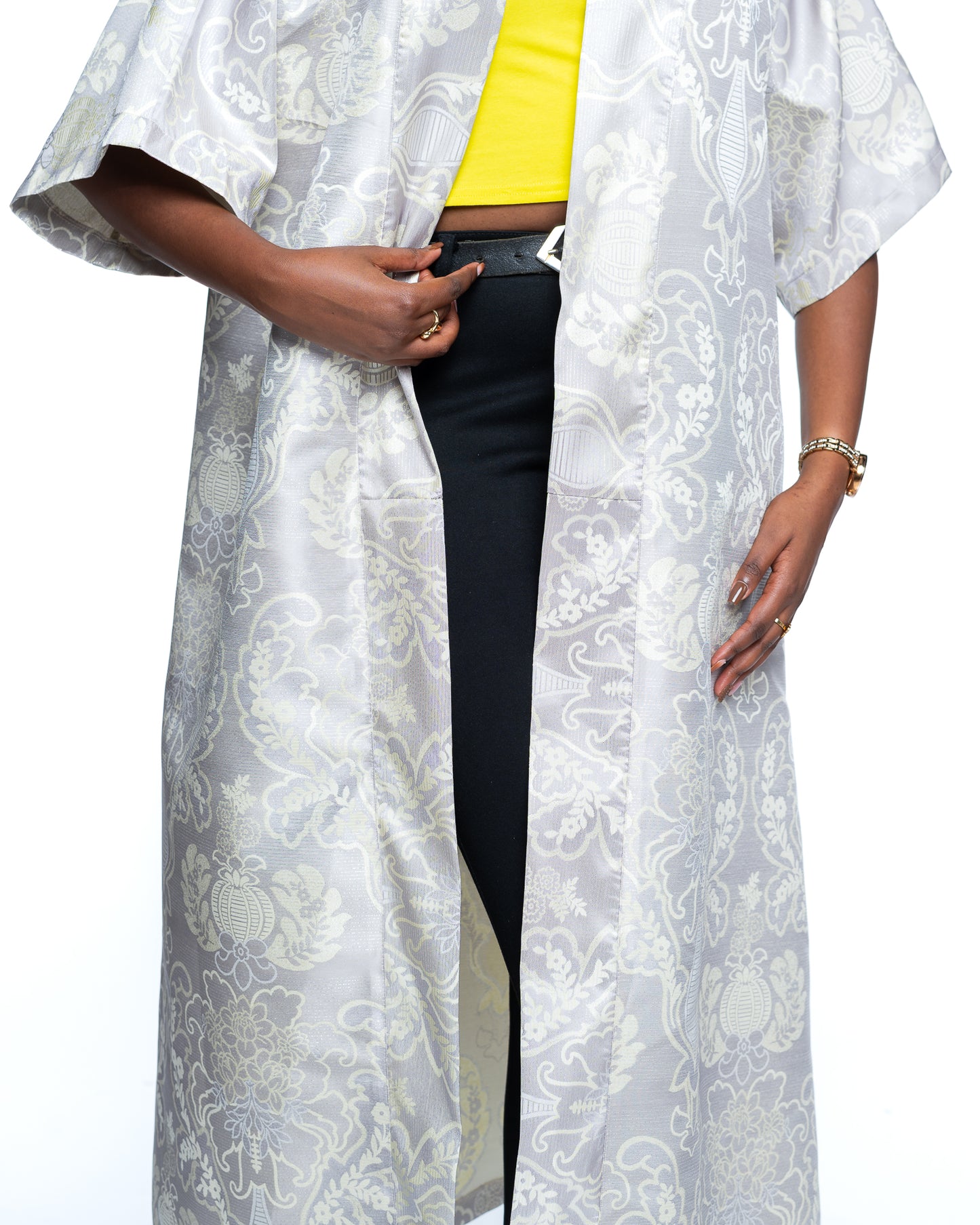 Moonlit Sakura Kimono In Grey