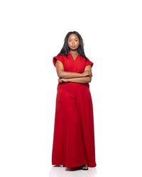 Moderne Palazzo Jumpsuit In Burgundy