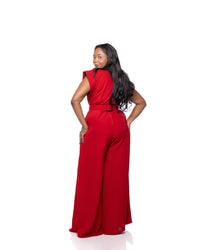 Moderne Palazzo Jumpsuit In Burgundy
