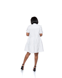 Sweet Nothings Tiered Shirt Dress In White
