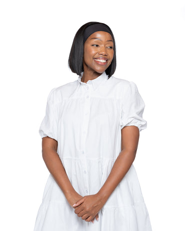 Sweet Nothings Tiered Shirt Dress In White