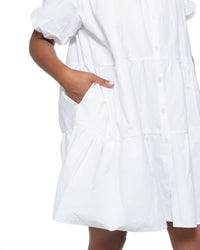 Sweet Nothings Tiered Shirt Dress In White