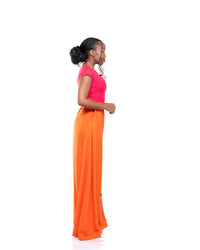 Ultra Wide Fluid Two-Tone Pants In Orange