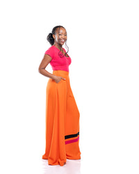 Ultra Wide Fluid Two-Tone Pants In Orange