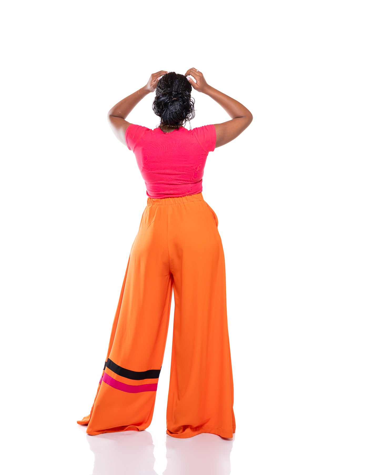 Ultra Wide Fluid Two-Tone Pants In Orange