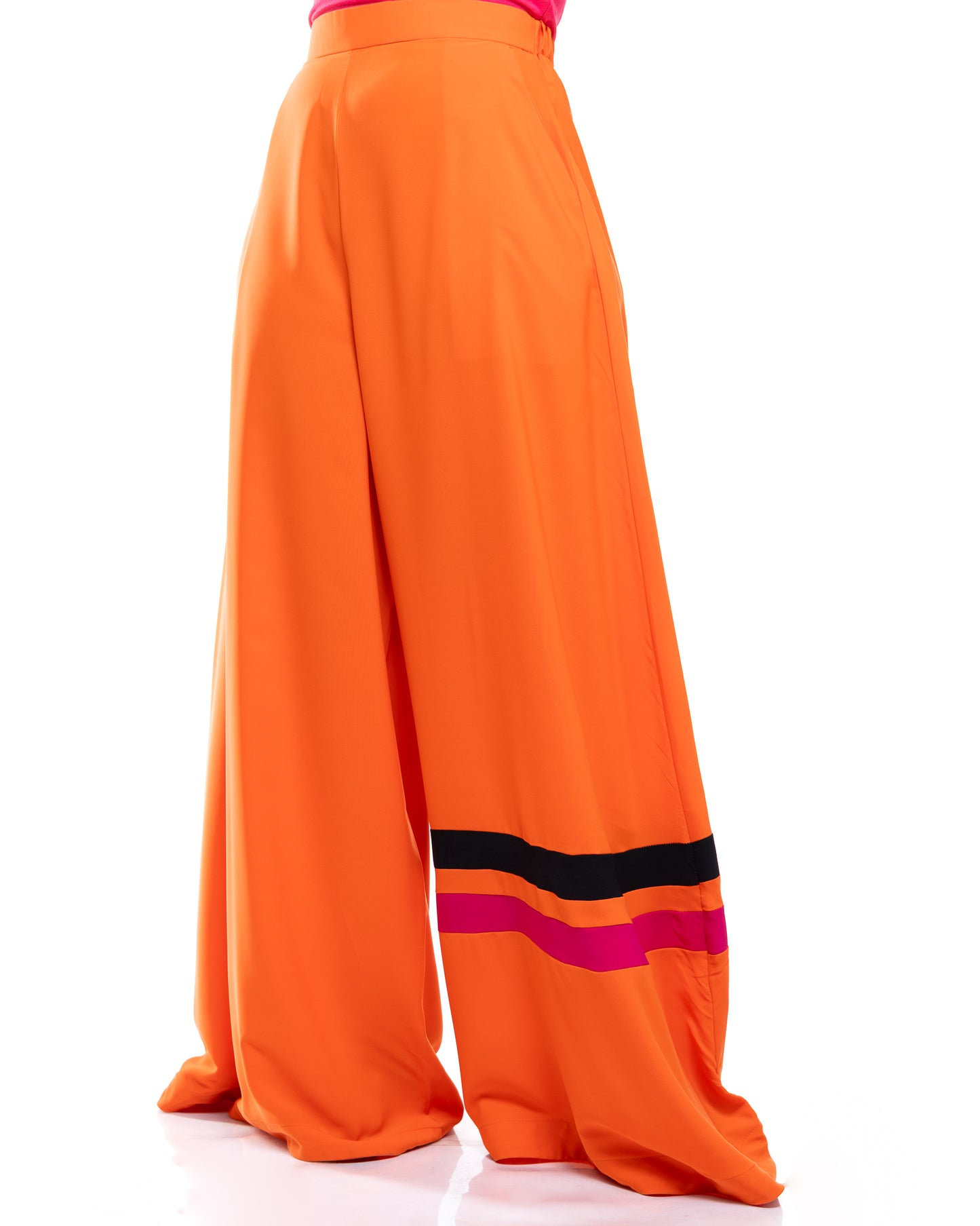 Ultra Wide Fluid Two-Tone Pants In Orange