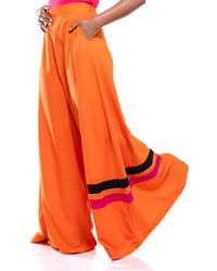 Ultra Wide Fluid Two-Tone Pants In Orange