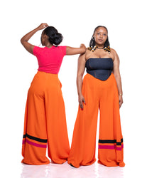 Ultra Wide Fluid Two-Tone Pants In Orange