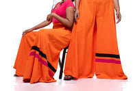 Ultra Wide Fluid Two-Tone Pants In Orange
