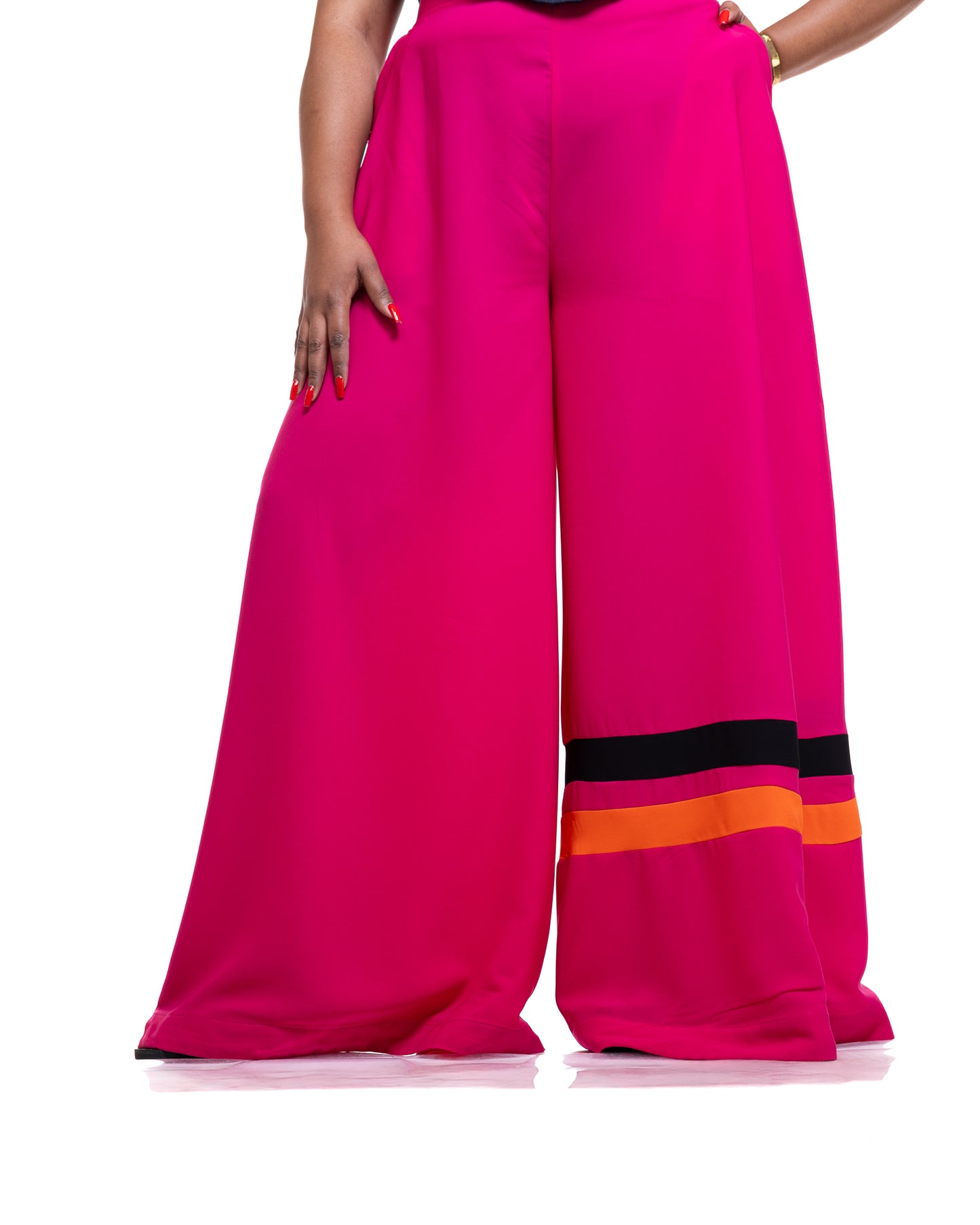 Ultra Wide Fluid Two-Tone Pants In Fuchsia