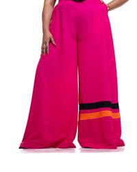 Ultra Wide Fluid Two-Tone Pants In Fuchsia