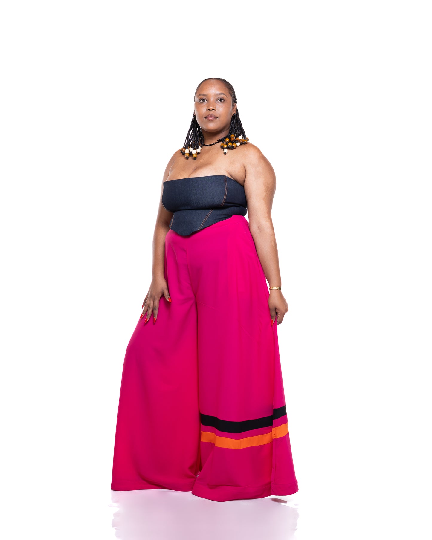 Ultra Wide Fluid Two-Tone Pants In Fuchsia