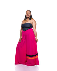 Ultra Wide Fluid Two-Tone Pants In Fuchsia