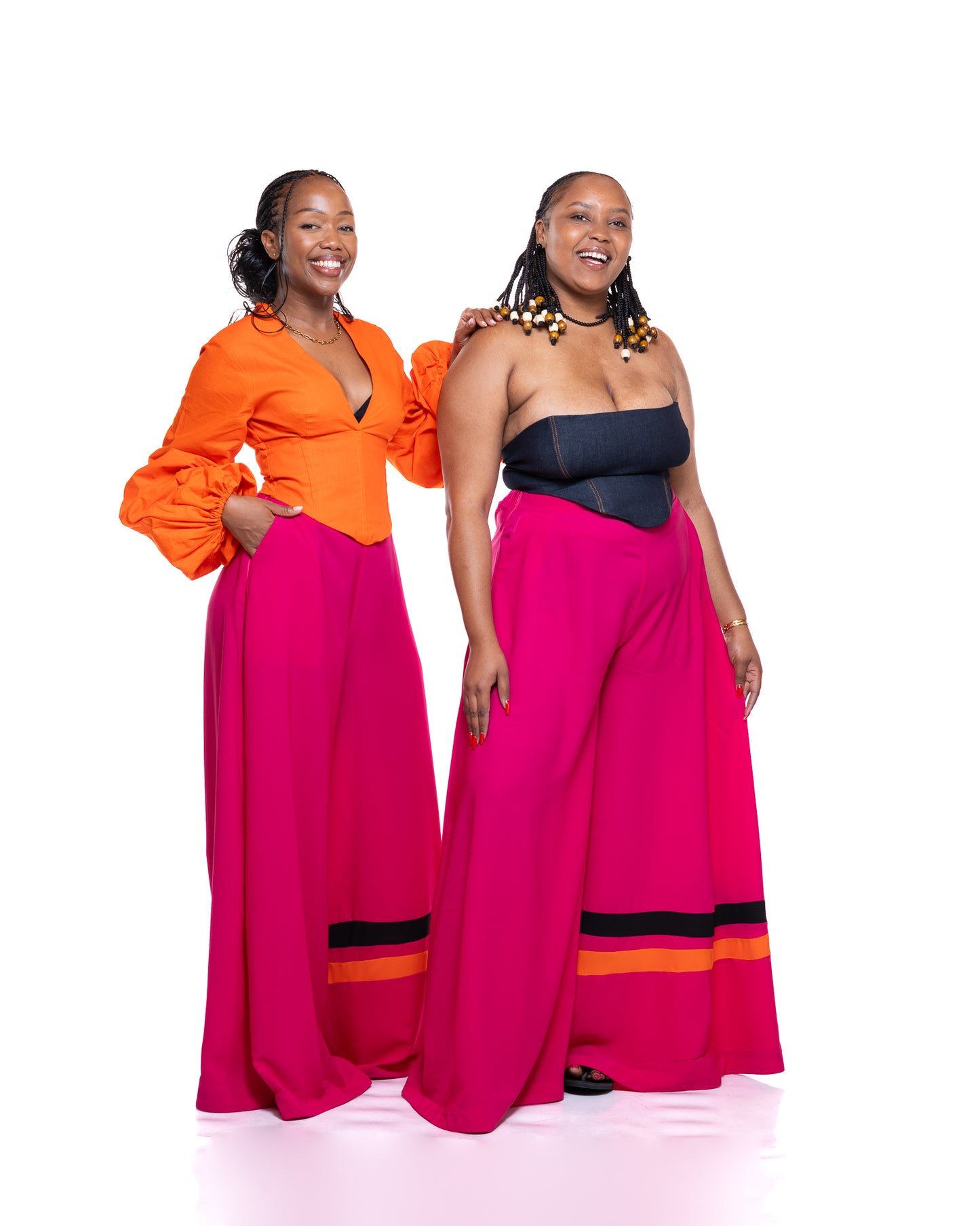 Ultra Wide Fluid Two-Tone Pants In Fuchsia