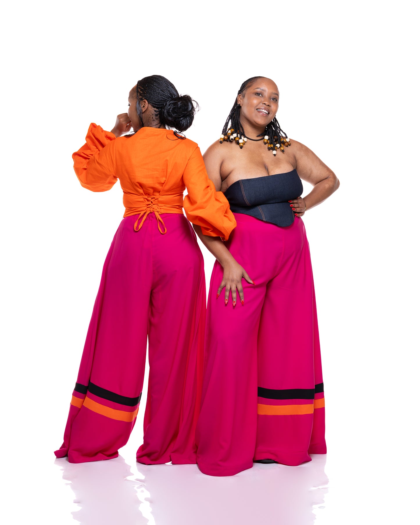 Ultra Wide Fluid Two-Tone Pants In Fuchsia
