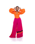 Ultra Wide Fluid Two-Tone Pants In Fuchsia