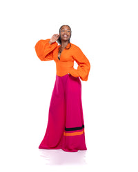 Ultra Wide Fluid Two-Tone Pants In Fuchsia