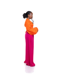 Ultra Wide Fluid Two-Tone Pants In Fuchsia