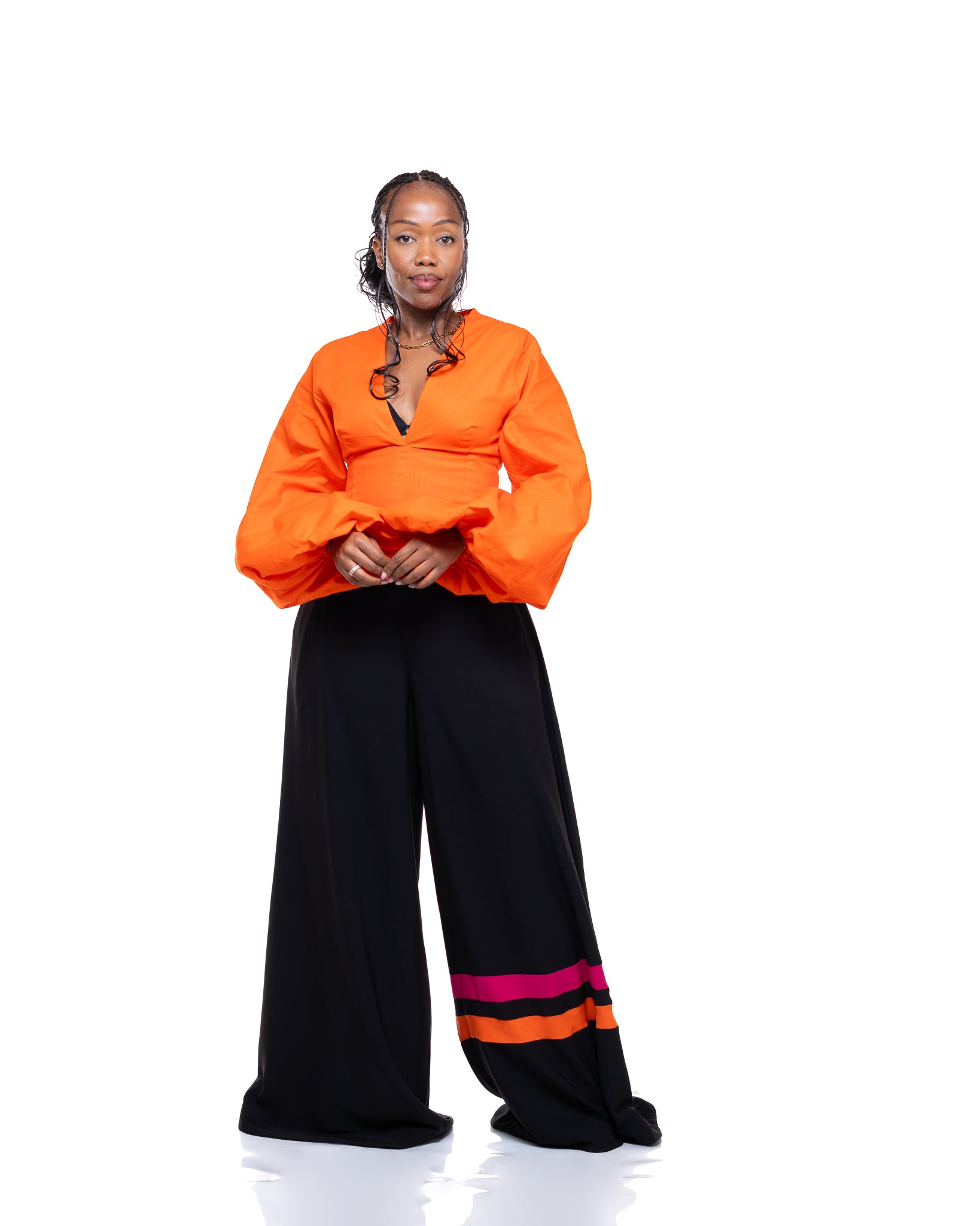 Ultra Wide Fluid Two-Tone Pants In Black