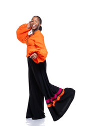 Ultra Wide Fluid Two-Tone Pants In Black