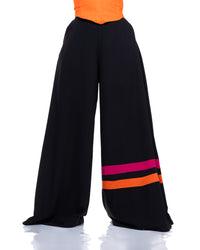 Ultra Wide Fluid Two-Tone Pants In Black