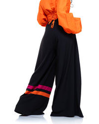 Ultra Wide Fluid Two-Tone Pants In Black