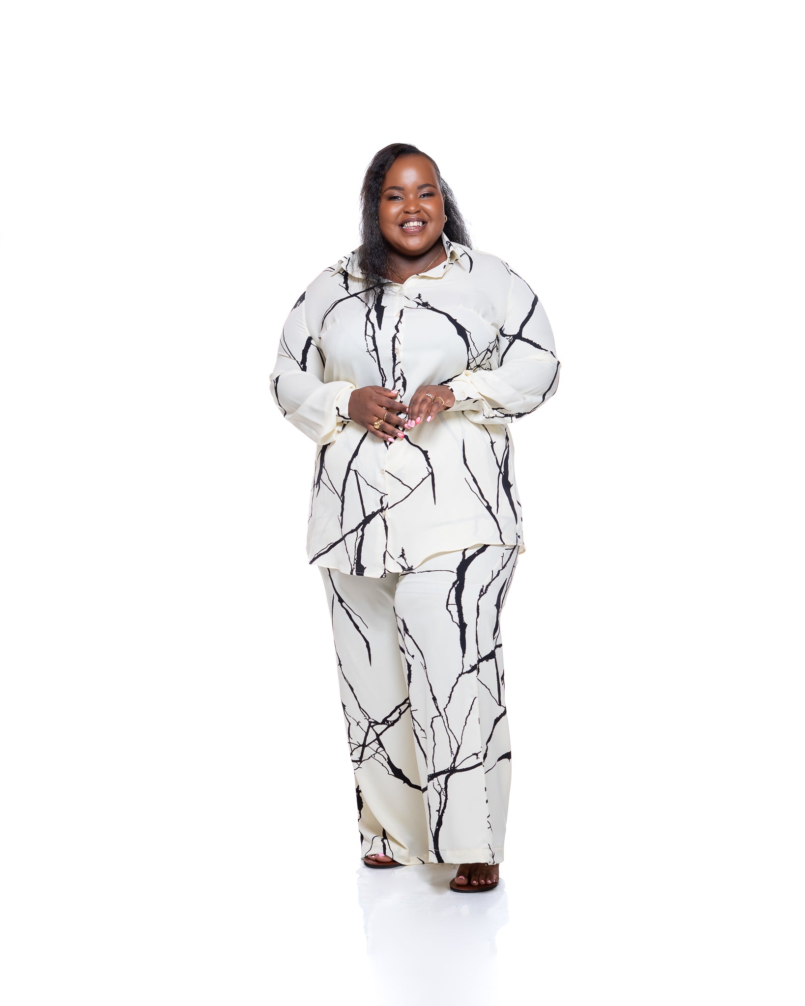 Fluid Wide Leg Pants in Marble Mist