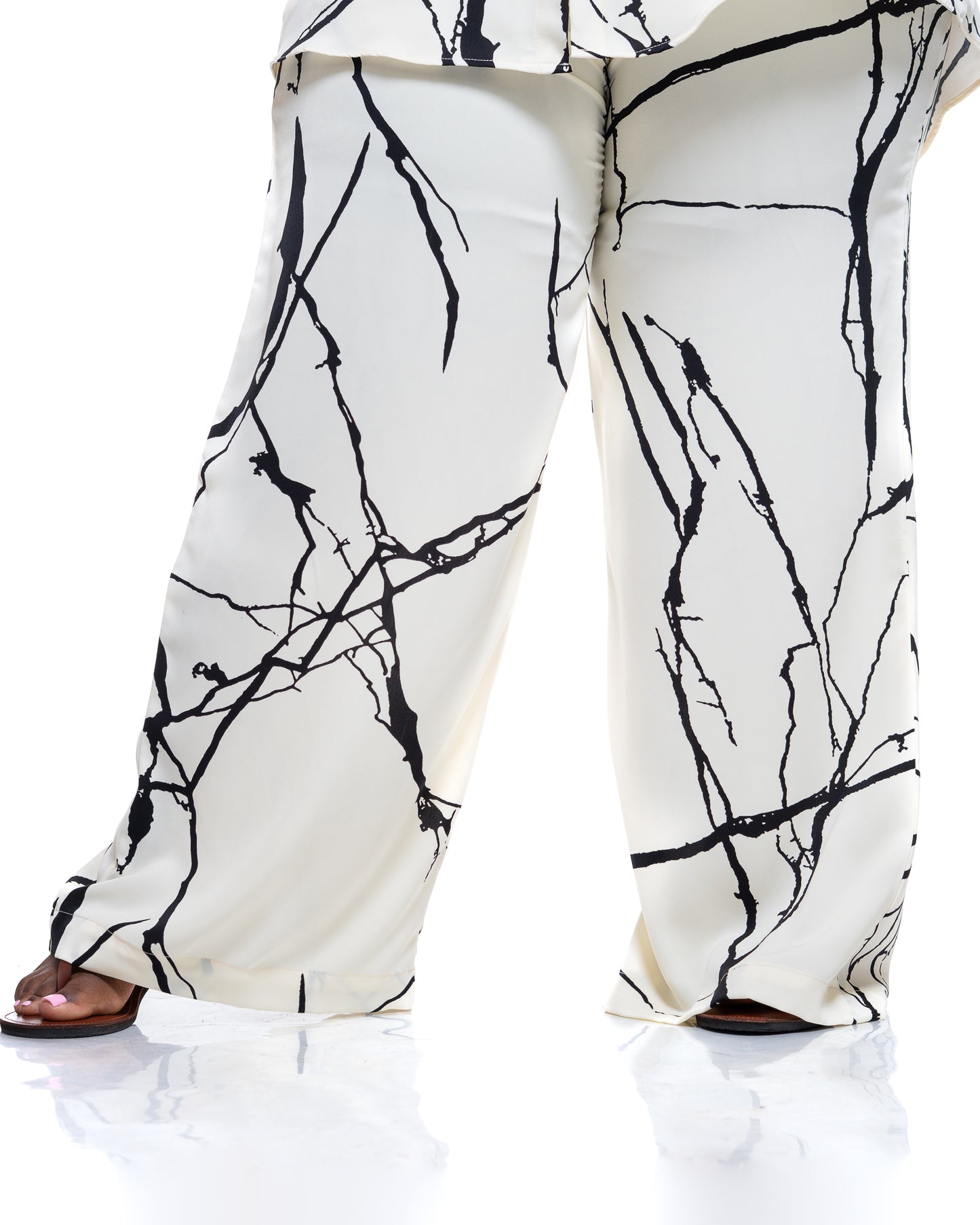 Fluid Wide Leg Pants in Marble Mist