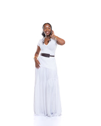 Hula Flow Maxi Skirt In Pearl White