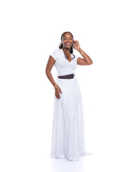 Hula Flow Maxi Skirt In Pearl White