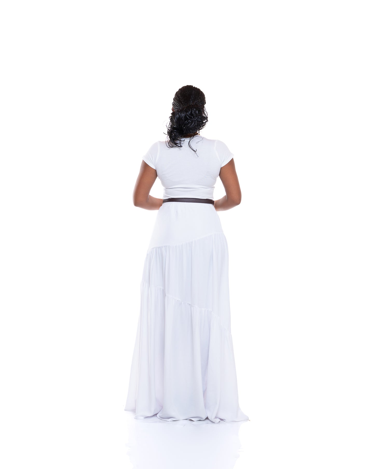 Hula Flow Maxi Skirt In Pearl White
