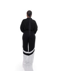 Fluid Wide Leg Two-Tone Pants In Black