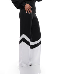 Fluid Wide Leg Two-Tone Pants In Black
