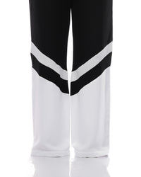 Fluid Wide Leg Two-Tone Pants In Black